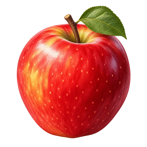Illustrierte Lebensmittelkarte mit einem roten Apfel